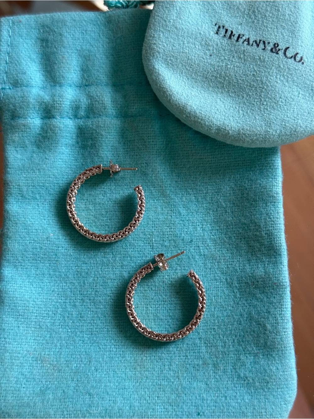 Tiffany & Co. Somerset Braided Hoop Earrings - Turquoise Pouch Included